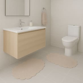 Jogo De Tapete Crochê Dupla Face Oval Para Banheiro 50x80cm - Storm