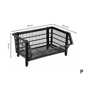Cesto Plástico Empilhável Pequeno - Preto 43Lx35P