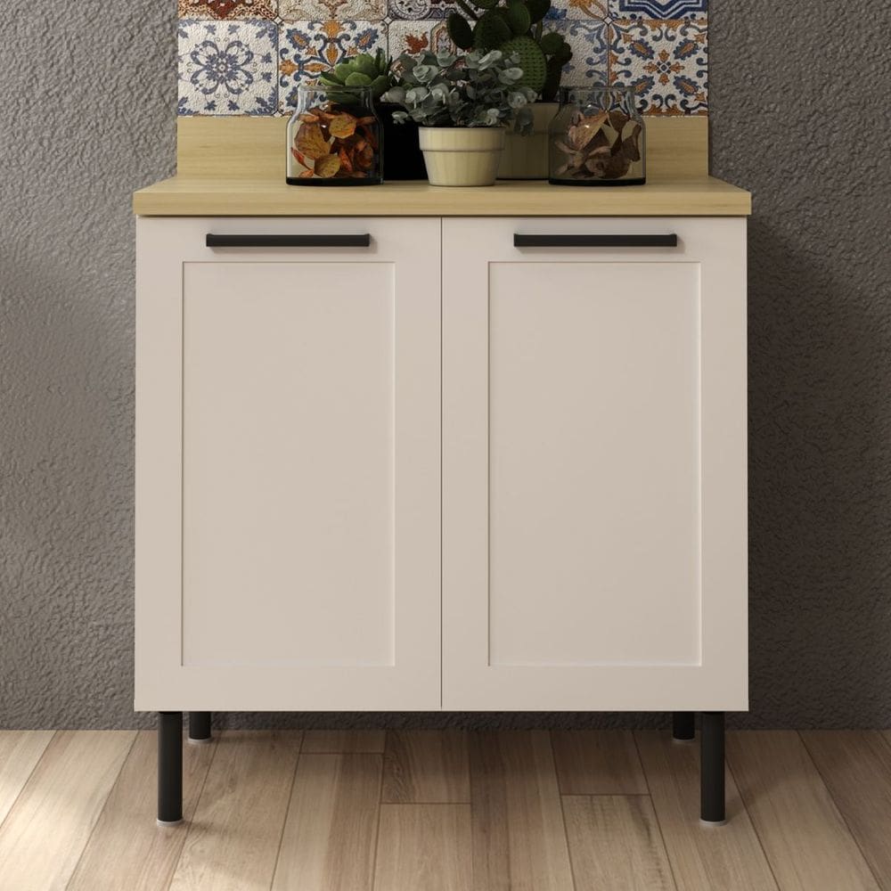 Balcão para Cozinha 80x52cm 2 Portas MDF Branco CZ3301