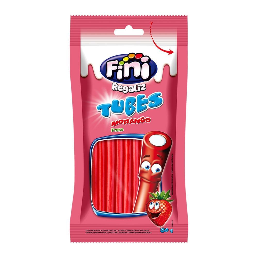 Balas Fini Tubinho de Morango Doce 80g
