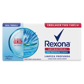 Sabonete em Barra Rexona Antibacterial Limpeza Profunda 84g com 6 Unidades