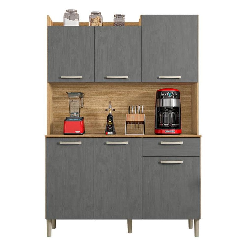 Kit Cozinha Gênova Plus 6 Portas Freijó Gris - Kits Paraná