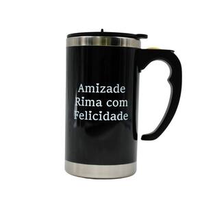 Caneca Mixer Misturadora Inox 450ml Tampa Pilha Preto