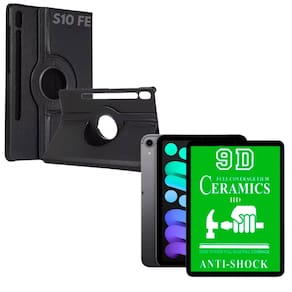 Capa Giratória Para Galaxy Tab S10 Fe 10.9 + Película de Cerâmica 9D - Armyshield
