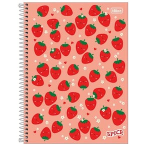 Caderno Espiral Capa Dura Universitário 1 Matéria Spice Feminino 80 Folhas Tilibra Morango