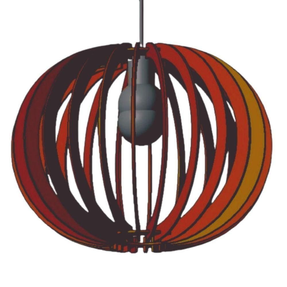 Luminária Teto Tipo Pendente Lua Cheia Mdf - Completa Cor: Marrom