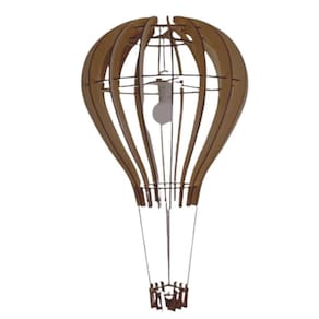 Luminária Teto Tipo Pendente Balão Mdf - Completa Cor: Marrom