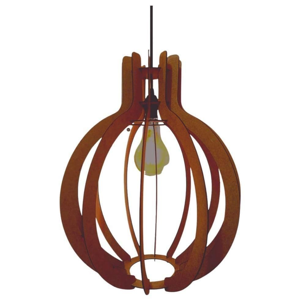 Luminária Teto Tipo Pendente Jupiter Mdf - Completa Cor: Marrom