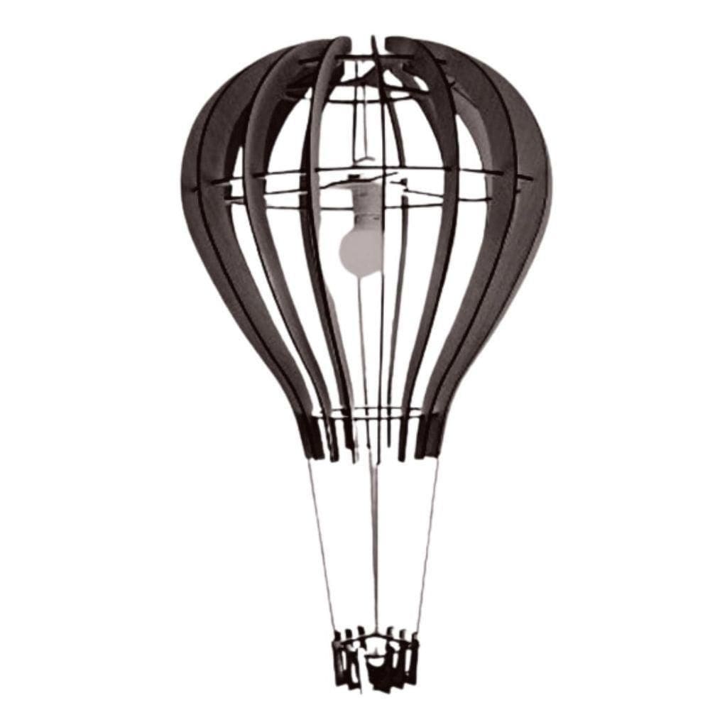 Luminária Teto Tipo Pendente Balão Mdf - Completa Cor: Preta