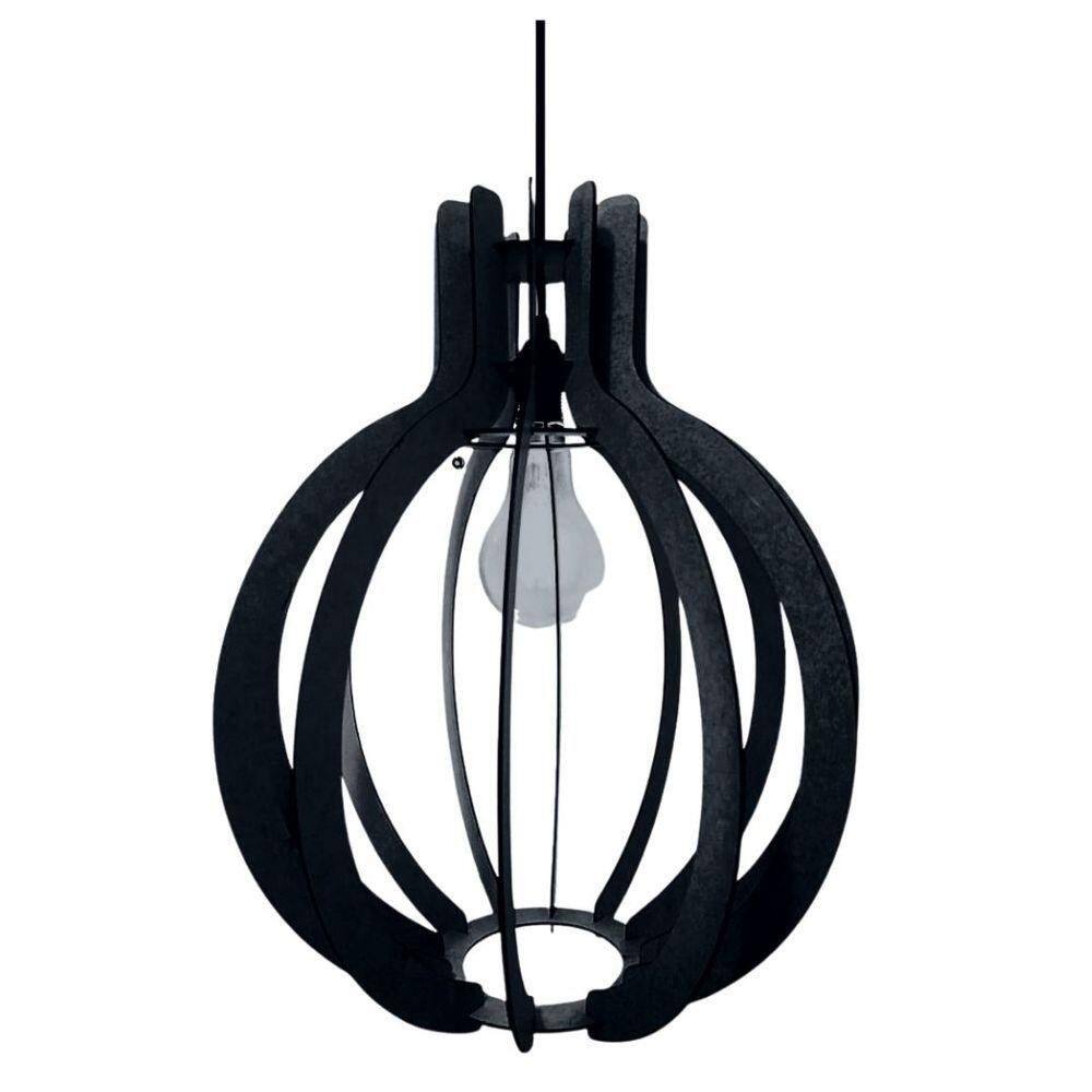Luminária Teto Tipo Pendente Jupiter Mdf - Completa Cor: Preta