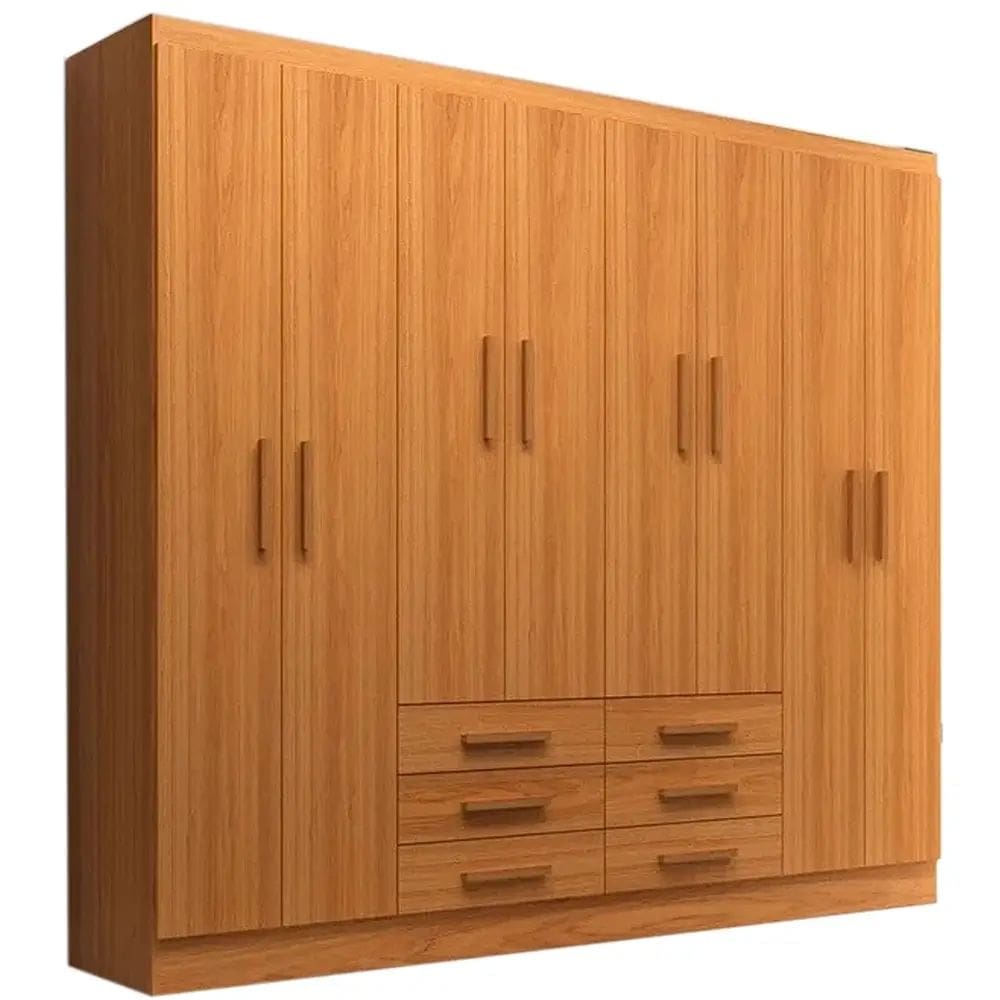 Guarda Roupa Paris Casal 8 Portas 6 Gavetas Evidencia Cor Cinamomo