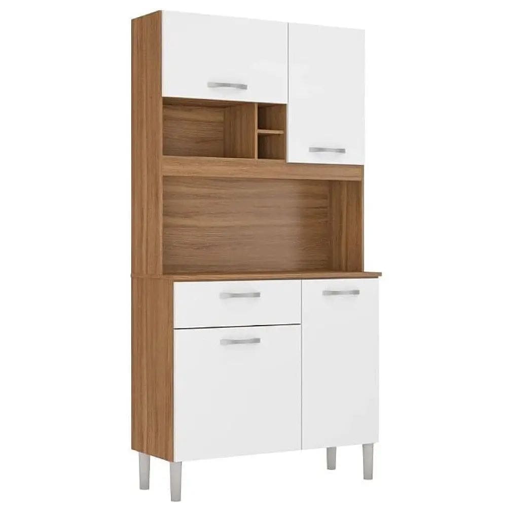 Armário de Cozinha Malta 4 Portas 1 Gaveta Demobile Cor Branco Amendoa