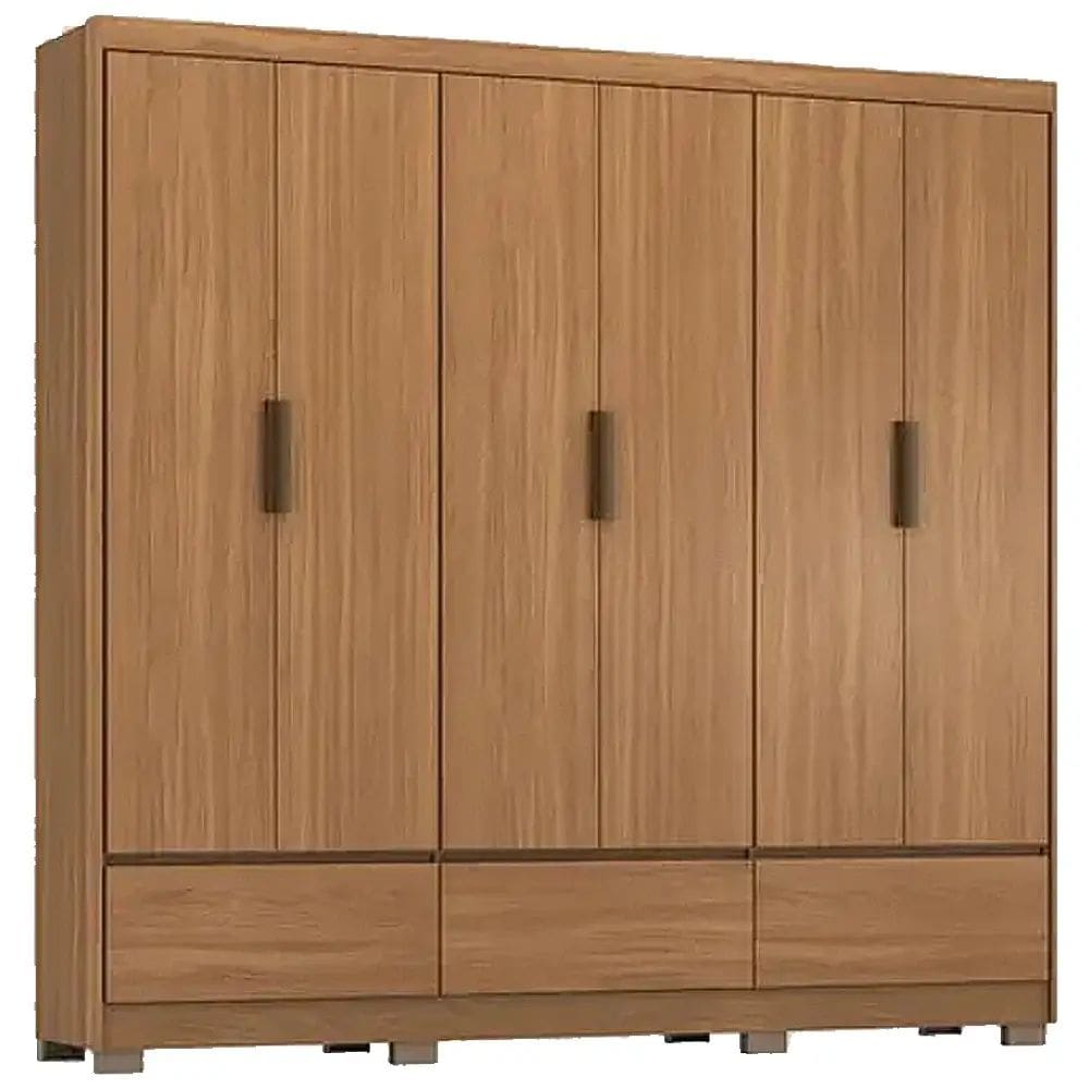 Guarda Roupa Himalaia Casal 6 Portas 3 Gavetas Demobile Cor Amendoa