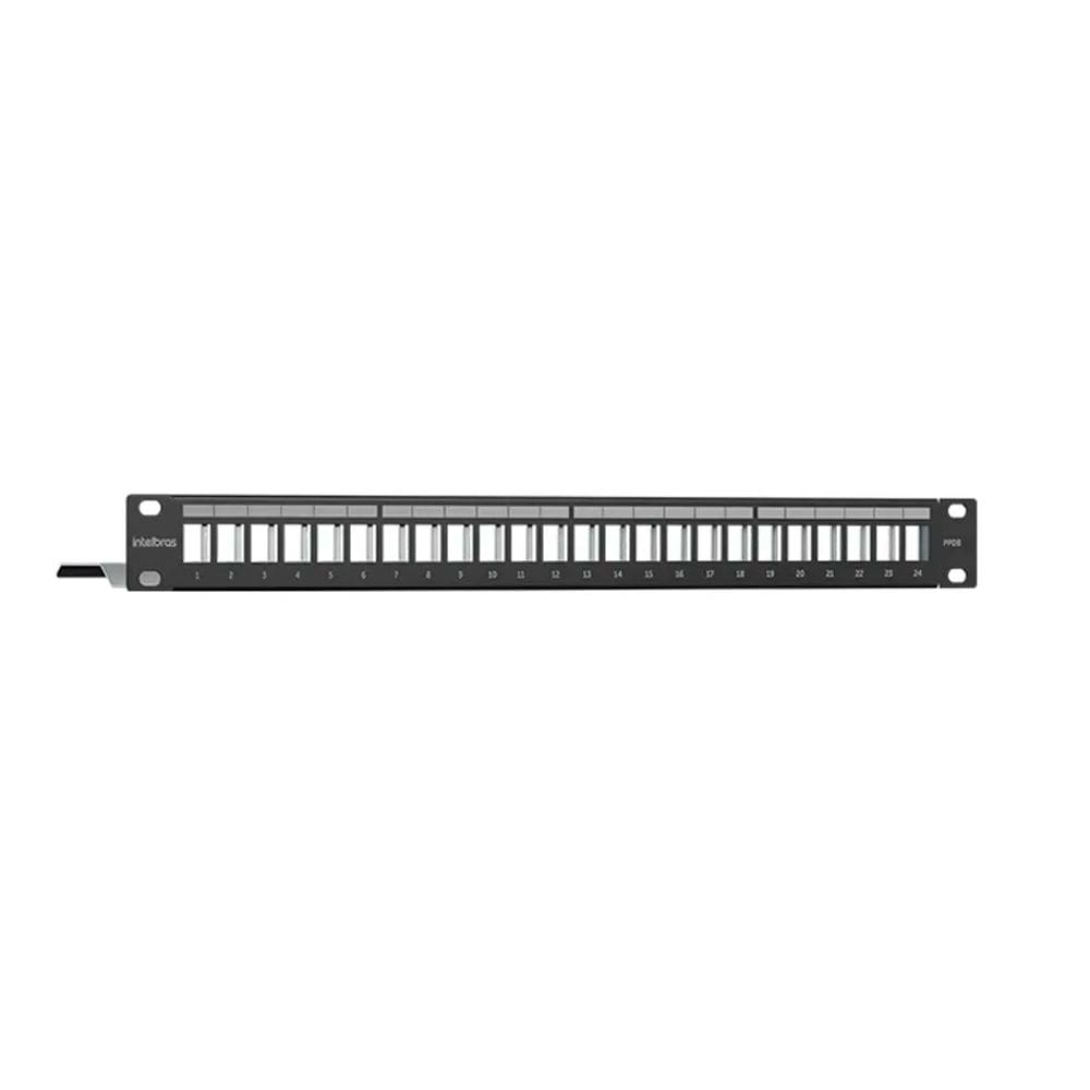 Patch Panel Blindado Descarregado Intelbras, Com 24 Portas, Guia Traseira, PPDB24P