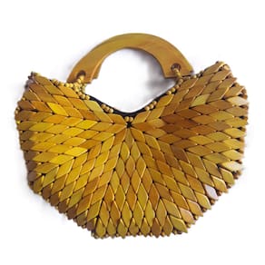 Bolsa Artesanal Losango Madeira Amarela, Meia Lua, Corte V