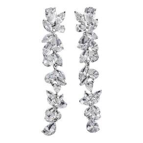 Brinco Noiva Zirconia Pendurado Grande Prata Debutante Luxo