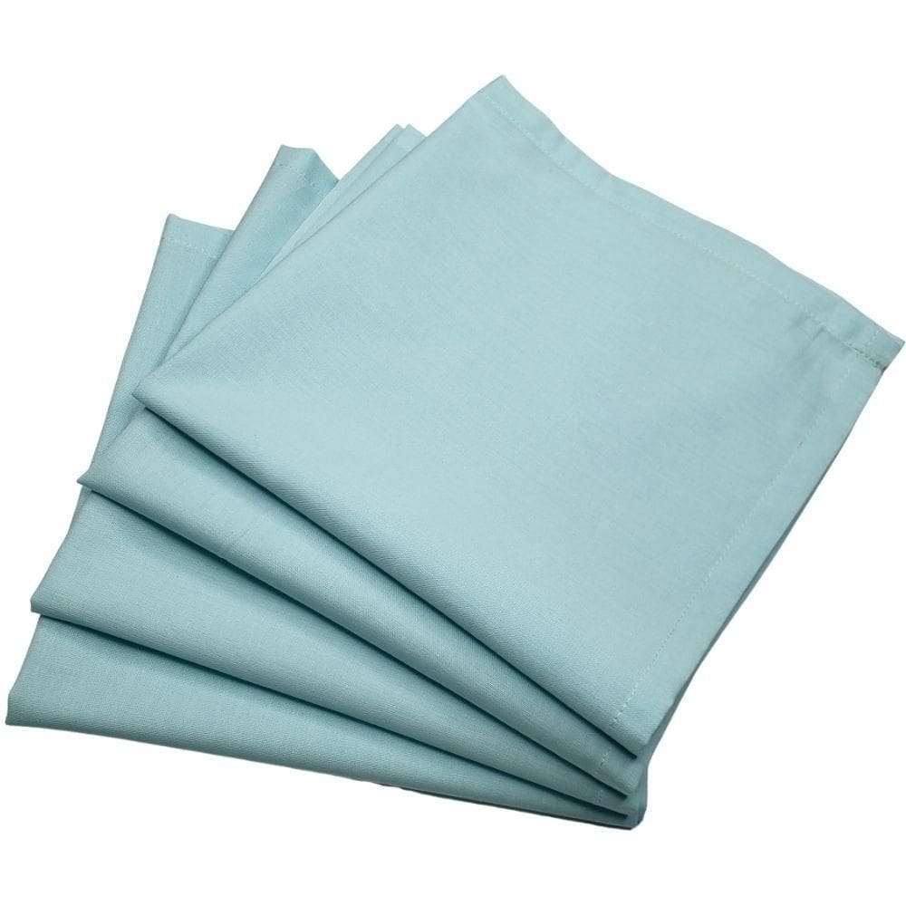 Kit 4 Guardanapos De Tecido Algodão Verde Turquesa 39Cmx39Cm