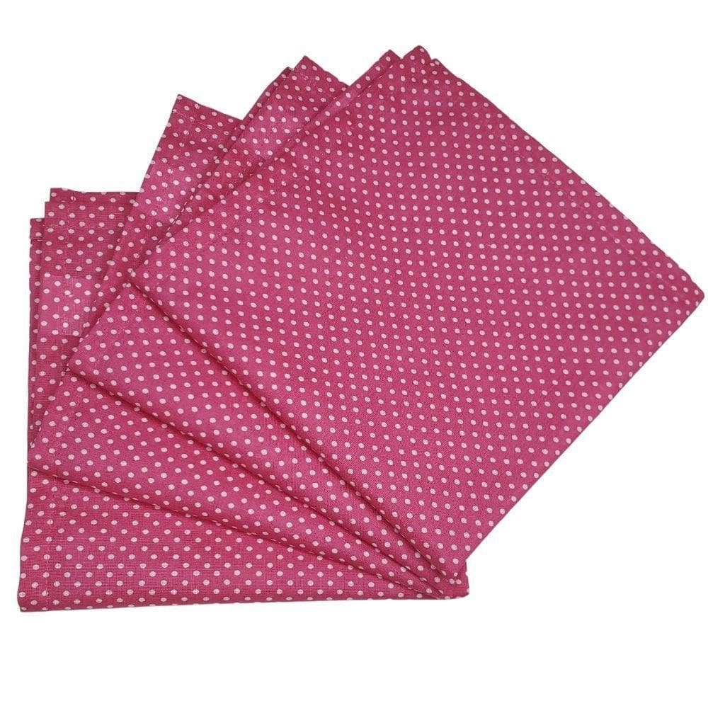 Kit 4 Guardanapos De Tecido Algodão Poá Pink 39Cmx39Cm