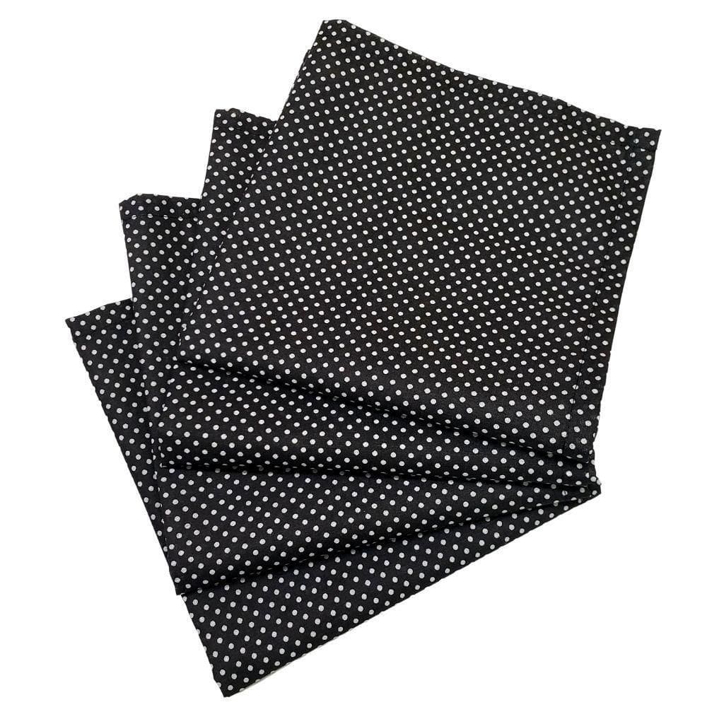 Kit 4 Guardanapos De Tecido Algodão Poá Preto 39Cmx39Cm