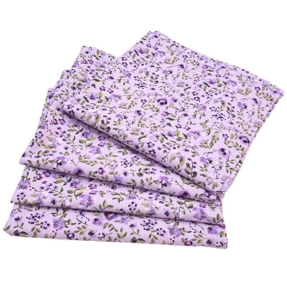 Kit 4 Guardanapos De Tecido Floral Lis Algodão 39Cmx39Cm