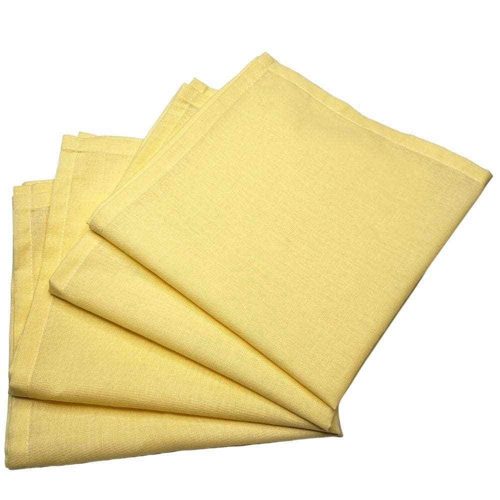 Kit 4 Guardanapos De Tecido Amarelo Pastel Algodão 39Cmx39Cm