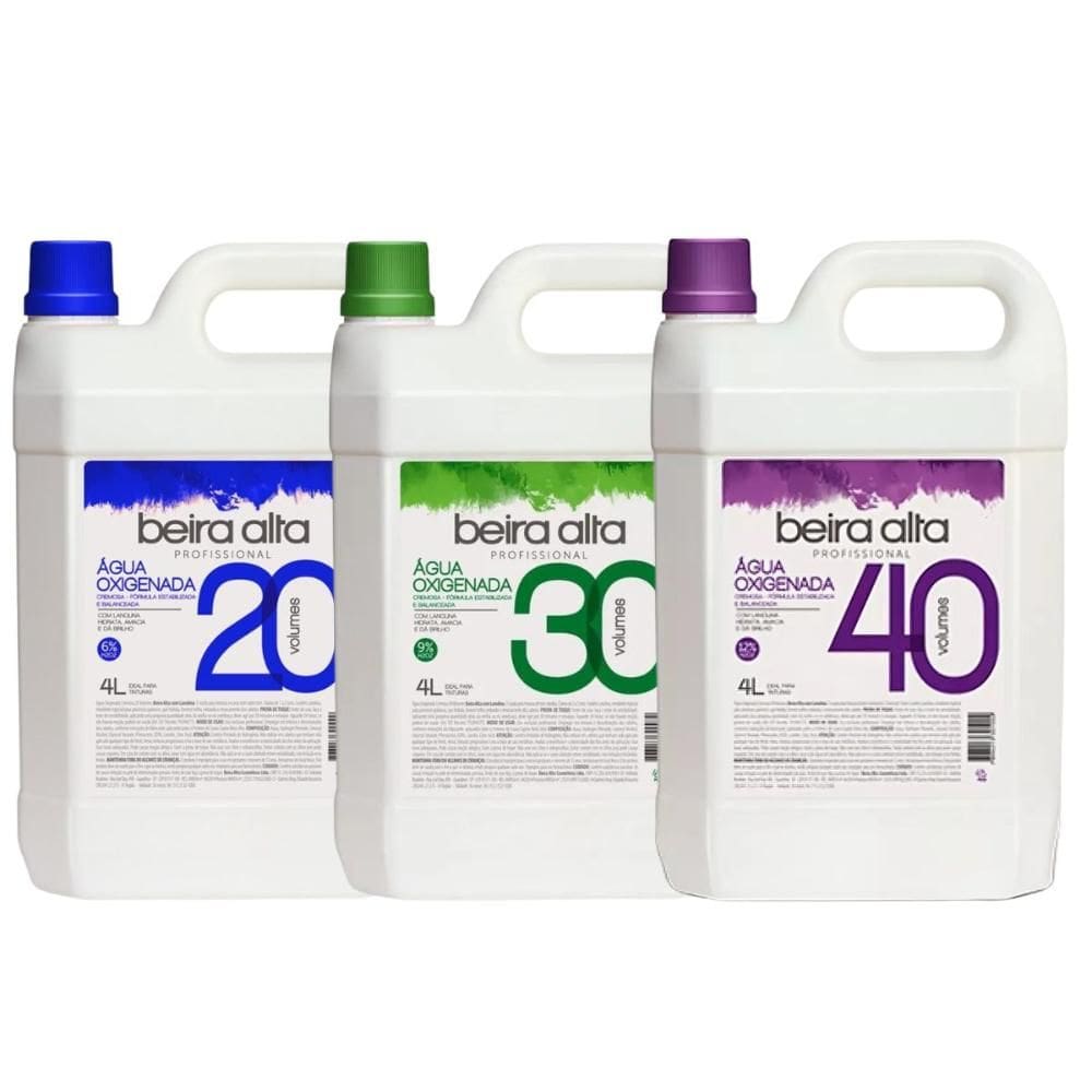 Kit Água Oxigenada Beira Alta 20, 30 e 40 Volumes 4l