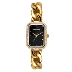Relógio MONDAINE feminino analógico dourado preto 32778LPMVDM1