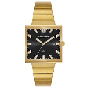 Relógio MONDAINE feminino analógico dourado preto 32816GPMVDE1