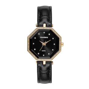 Relógio MONDAINE feminino analógico preto couro 32913LPMVDH2