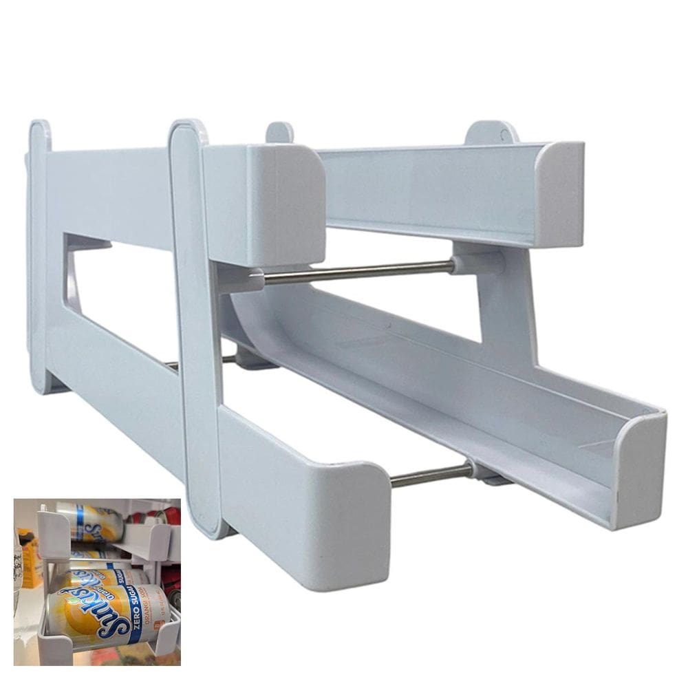 Organizador de Geladeira Lata Bebida Suco Refrigerante Despensa Armazenamento Prateleira Resistente Multiuso