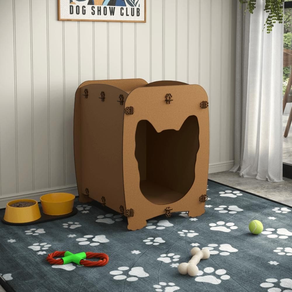 Mesa De Cabeceira Casinha Pet Dog  MDF Natural