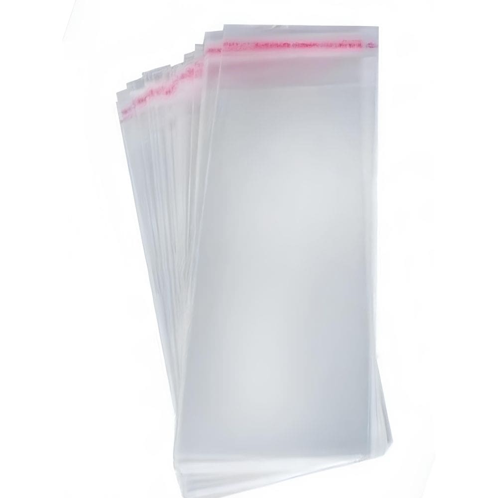 Saco Adesivado Plástico Transparente 8,5x22+3cm Com 100 Unidades