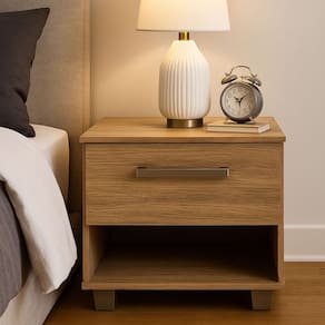 Mesa de Cabeceira 46cm Com Gaveta Nicho Duetto - Marfim Escuro