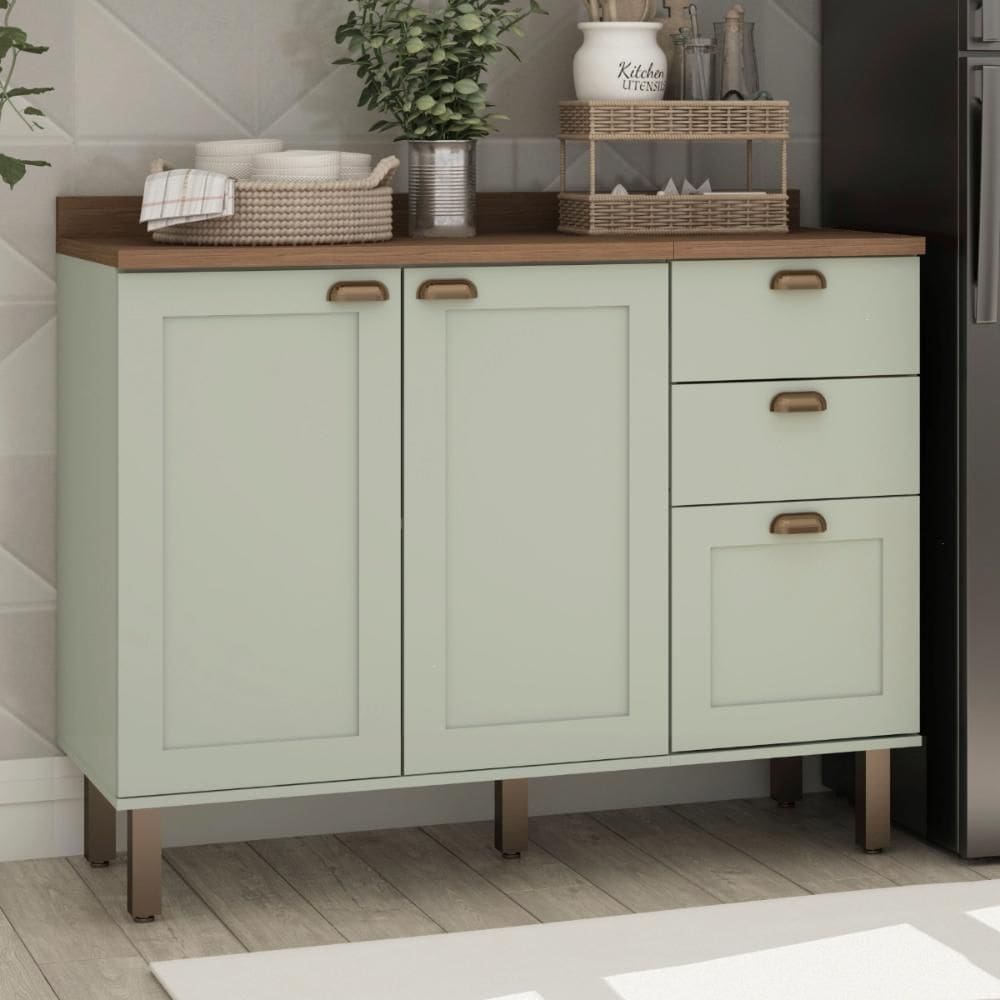 Balcão de Cozinha Genialflex Iluminata Sem Tampo Hortelã