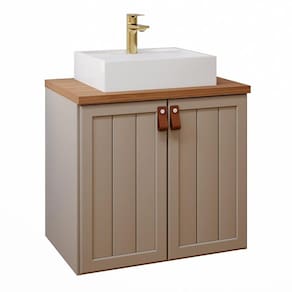 Gabinete de Banheiro Alure com Cuba 60cm Cappuccino/Freijo - MGM