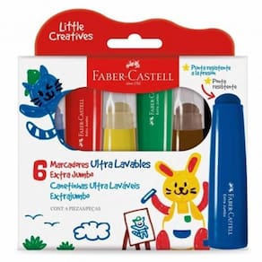 Caneta Hidrográfica Extrajumbo Com 6 Cores - Faber-Castell