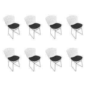 Kit 8 Cadeiras Bertoia Cromadas Com Assento Sintético Preto Cor Preto