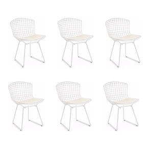 Kit 6 Cadeiras Bertoia Branca Com Assento Branco Cor Branco