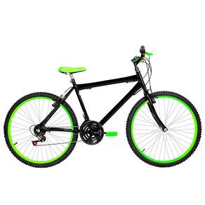 Bicicleta Masculina Aro 26 Mtb Alumínio Colorido 18 Marchas Cor Preta E Verde