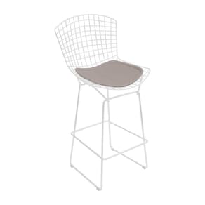 Banqueta Bertoia Branca D80 Assento Bege Cor Bege