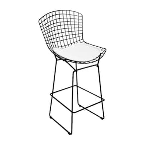 Banqueta Bertoia Preta D70 Assento Branco Cor Branco