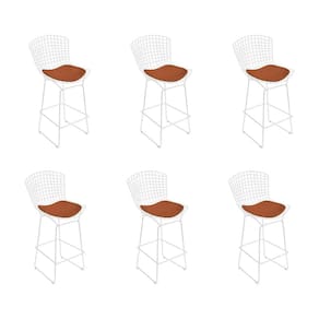 Kit 6 Banquetas Bistrô Bertoia Branca D70 Com Assento Cobre Cor Branco