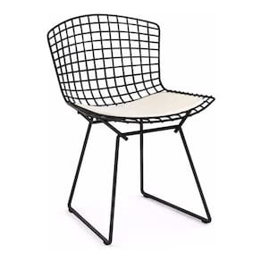 Cadeira Bertoia Preta Com Assento Branco Cor Branco