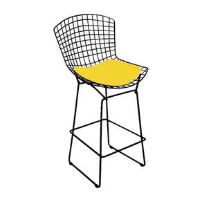 Banqueta Bertoia Preta D60 Assento Amarelo Cor Amarelo