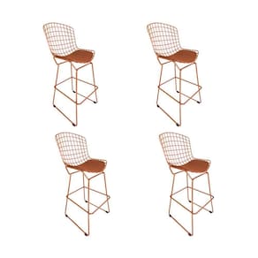 Kit 4 Banquetas Alta Bistrô Bertoia Cobre D60 Com Assento Cobre Cor Marrom