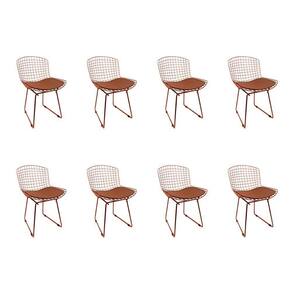 Kit 8 Cadeiras Bertoia Cobre Com Assento Cobre Cor Marrom