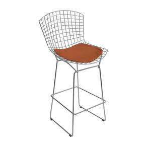 Banqueta Bertoia Cromada D80 Assento Sintético Cobre Cor Marrom