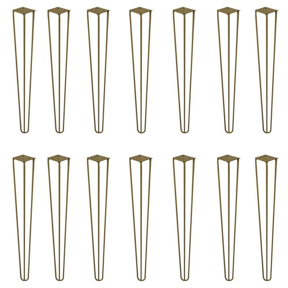 Kit 14 Pés De Metal 60 Cm Mesa De Canto Aparador Dourado