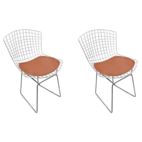 Kit 2 Cadeiras Bertoia Cromada Com Assento Sintético Cobre Cor Marrom