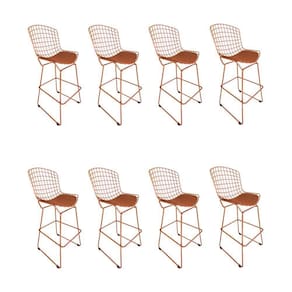 Kit 8 Banquetas Bistrô Bertoia Cobre D60 Com Assento Cobre Cor Marrom
